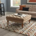 thumbnail image 2 of Linon Isabelle Square Tufted Upholstered Ottoman Wood Legs in Soft Tan Fabric, 2 of 6