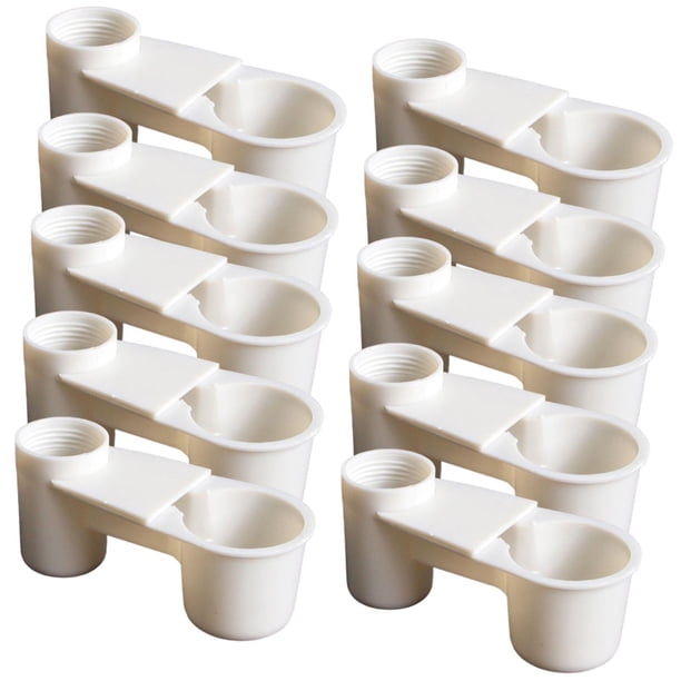 10 dispensadores de agua de doble puerto para aves, pollos, loros y cacatúas. Blanco