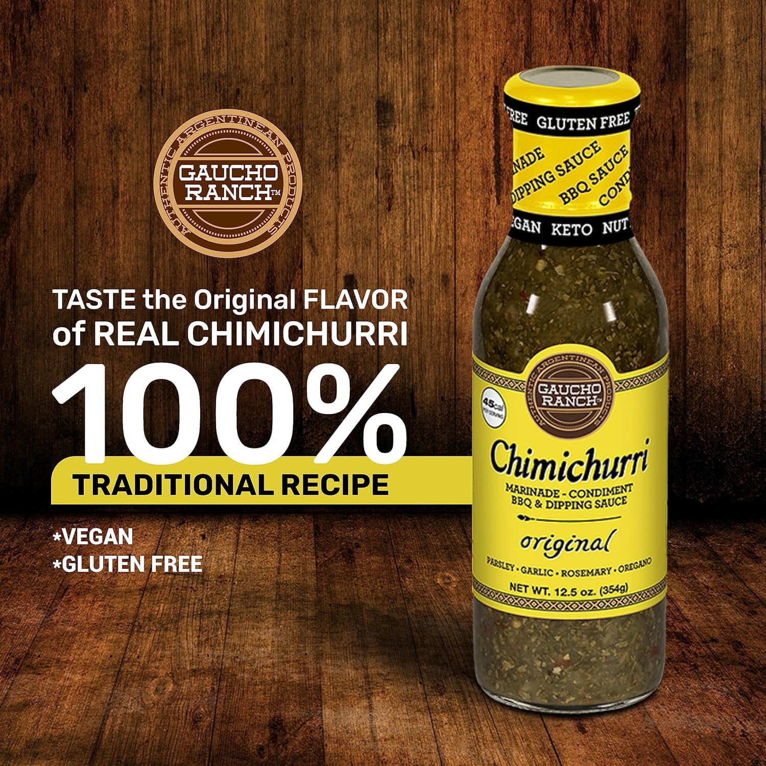 (2 pack) Gaucho Ranch Chimichurri Sauce Original Flavor | Chimichurri Seasoning Mix of Parsley, Garlic and Rosemary with Hints of Oregano | Adobo Sauce Gluten Free, Keto, Vegan | Ideal for Meat - 12.5oz