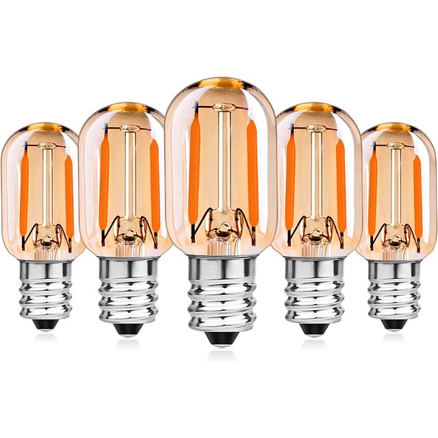 Bombillas de Filamento LED E14 1W Equivalente a 10W Zhivalor Bombilla T22 Horno Blanco Cálido 2200K Paquete de 5