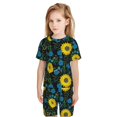 Toddler Boys Girls Pajamas Set, Sunflowers Leaves Kids Short Sleeve