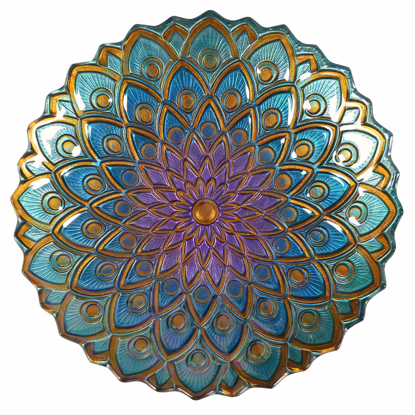 Peaktop Outdoor 18 in. Mosaic Fusion Glass Birdbath with Stand by Teamson Design