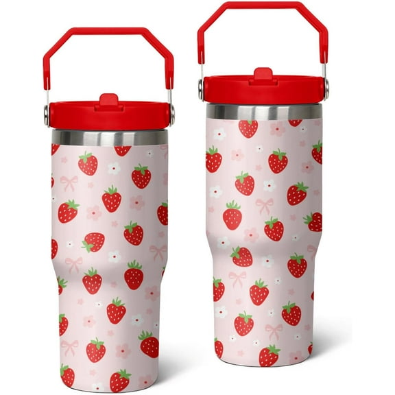 30oz Strawberry Tumbler with Handle