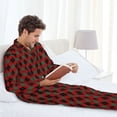 thumbnail image 6 of Fotbe Argyle Plaid Pattern Long Sleeve Pajama Set for Men,Sleepwear Set,2-piece Loungewear Set,Soft PJs Comfy Nightwear with Pockets-Large, 6 of 7
