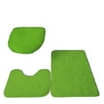 thumbnail image 2 of Bathroom Rug Set 3 Pieces, Green Plush Non-Slip Bath Mats For Bathroom Floor, U-Shaped Contour Mat, Toilet Lid Cover, Soft Absorbent Bath Carpet For Bathroom, Restroom, Home -, 2 of 3