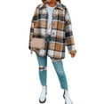 thumbnail image 4 of STARVNC Women Plaid Lapel Collar Buttons Long Sleeves Coat, 4 of 4