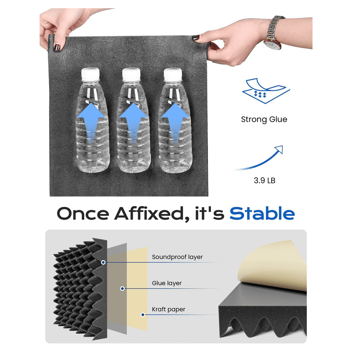 24 Pack Self Adhesive Egg Crate Sound Proof Foam Panels 2x12x12Inch, Acoustic Foam for Home & Studios