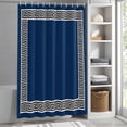 thumbnail image 3 of Geometric Greek Key Design Fabric Shower Curtain Navy Blue Washable Shower Curtains for Bathroom, Waterproof Bath Curtain with Hooks Home Decor 72x84in, 3 of 8