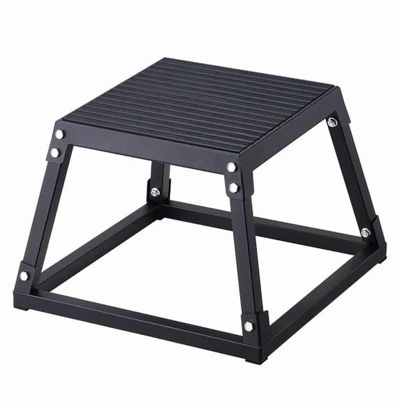12 Inch Steel Plyometric Jump Box Anti Slip Fitness Exercise Step Up Platform for Home Gym Strength Training Conditioning Black
