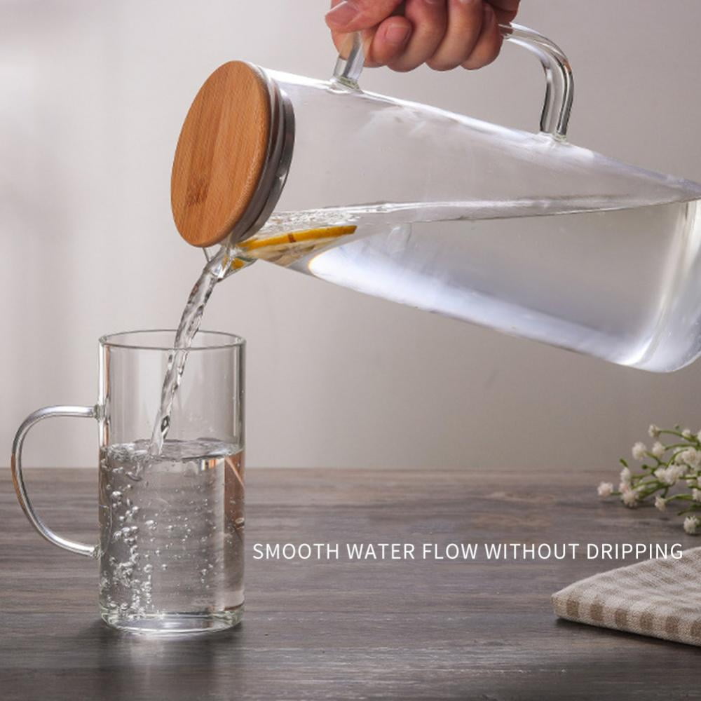 Warm Crystal, The Glass Water Pitcher with Lid and Handle, Glass Tea  Pitcher, Carafe, Teapot and Jug for Coffee, Juice, Ice Water and Flower Tea