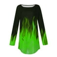 thumbnail image 4 of QATAINLAV Womens Tops Dressy Fall Round Neck Pullover Casual T Shirts Fashion Flame Printed Blouse Long Sleeve Loose Sweatshirt Green XL, 4 of 6