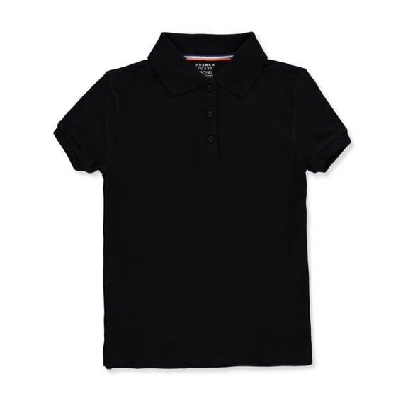 French Toast Girls' S/S Stretch Pique Polo Color: black Size: 14.5/16.5