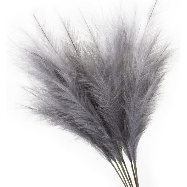 Paquete de 9 decoraciones de hierba de pampa sintética, 45 cm de alto, flores de hierba de pampa falsa, plantas grandes de ramitas de pampa sintética para relleno de florero de piso, decoraciones