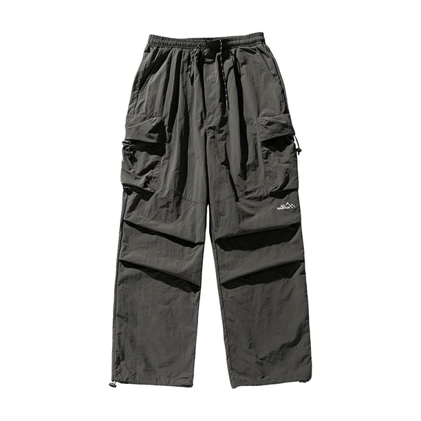 Pantalones de paracaídas con doble pliegue para hombre - Pantalones cargo con bolsillos grandes, nailon y spandex, M-XXXL