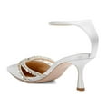 thumbnail image 4 of XYD Women Elegant Kitten Heel Ankle Strap Pumps Pointed Closed Toe Gemstone Crystal Wedding Evening Shoes Size 7.5 White, 4 of 4