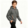 thumbnail image 3 of Boys Quarter Zip Hoodie Fleece Hooded Sweatshirt With Pockets Kids Soft Long Sleeve Pullover Fall Winter School Clothes Dark Gray Size 5-6years, 3 of 8