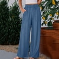 thumbnail image 2 of SwiftWear Women's Wide Leg Pants Elastic Smock Waist Pocket Soft Casual Lounge Pants Loose Flowy Palazzo Trousers Pants, 2 of 8