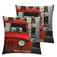 thumbnail image 2 of Acheng Throw Pillow Covers Vintage Red Grey Black Artwork Home Decor Throw Pillows England London Street Red Bus Car Telephone Booth Decorative Square Cushion Cover,2 Pcs White, 2 of 6