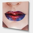 thumbnail image 3 of Designart ' Beautiful Women Lips With Red and Blue Lipstick ' Modern Canvas Wall Art Print, 3 of 4
