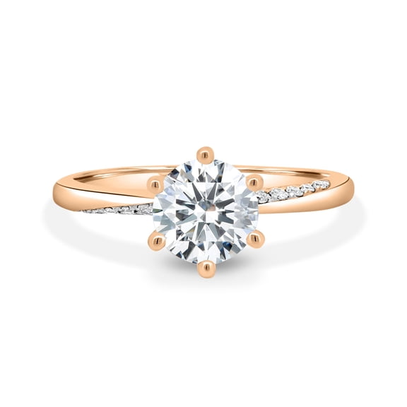ESTE ORIGIN 2.05ctw Round Lab-Grown Diamond Twisted Micro Pavé Solitaire Engagement Ring in 14K Rose Gold for Women US 5.5
