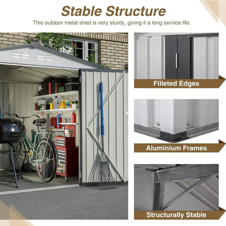 10'x8' Metal Storage Shed,D7811,Galvanized Steel,Lockable Doors,Outdoor Tools Storage - Walmart.com 10'x8' Metal Storage Shed,D7811,Galvanized Steel,Lockable Doors,Outdoor Tools Storage - Walmart.com