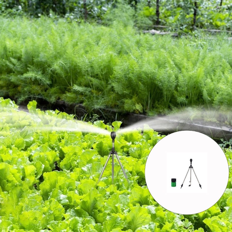 Metal Base Tripod Lawn Sprinkler 90 180 360 Degree Adjustable Watering System