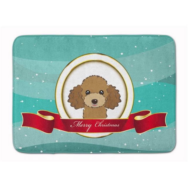 Carolines Treasures BB1566RUG Chocolate & Brown Poodle Merry Christmas Machine Washable Memory Foam Mat