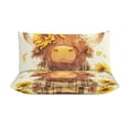 thumbnail image 3 of 3 Pcs Soft Bedding Set, Includes 1 Duvet Cover with Zipper And 2 Pillow,Shams Highland Cow with Sunflowers Twin(86"x70"), 3 of 8