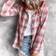 thumbnail image 4 of Blusas de otoño de estilo casual para mujer Traje de diario de corte holgado con cuello en V de un solo pecho FLhrweasw Nuevo, 4 of 7