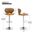 thumbnail image 3 of MoNiBloom Set of 2 Velvet Adjustable Height Lift Bar Stools wit Curved Seat, Swivel Barstools Kitchen Counter Height Chairs, Cinnamon, 3 of 11