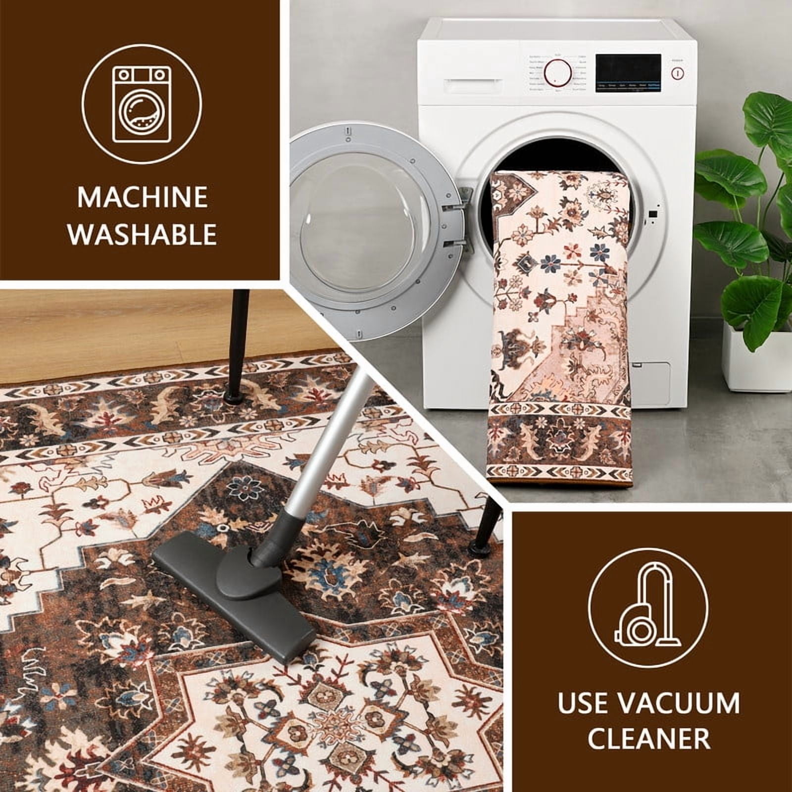TWINNIS Area Rug for Living Room Persian Rug Vintage Boho Carpet for Bedroom,Brown,5'x8'