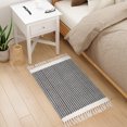thumbnail image 3 of Moynesa 2'x3' Boho Bathroom Rugs Washable Rugs Small Front Door Mat Lightweight Kitchen Rug Woven Cotton Area Rug with Tassels Farmhouse Throw Rug Low Pile Carpet for Entry Laundry Room, Black, 3 of 10