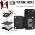 thumbnail image 6 of for iPhone 16 Case Wallet for Women, Removable Adjustable Shoulder Strap Flip PU Leather Slim Back Zipper Purse Case with Card Slot Holder Stand RFID Blocking Magnetic Buttons, Black, 6 of 8