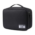 thumbnail image 2 of Large Capacity Cable Organizer Bag with Multiple Compartments - Charger Organizer - Travel Electronics Accessories Storage Case for Chargers Cords Usb, Portable Tech Pouch Black, 7.8", 1Pcs, 2 of 7
