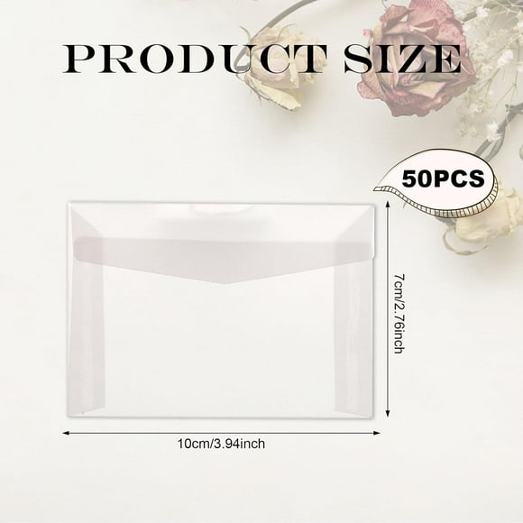 50 Pcs Enveloppes Glassine, 3.94x2.76 Po Enveloppes pour Billets de Loterie, Rangement de Photos, Billets de Loterie, Badges, Cartes Postales Sacs Transparents pour Amis et Famille