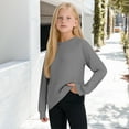 thumbnail image 5 of Girls Long Sleeve Crew Neck Knit Pullover Sweater with Front Pocket Casual Comfortable Soft Top for Kids School Daily Wear, 5 of 7
