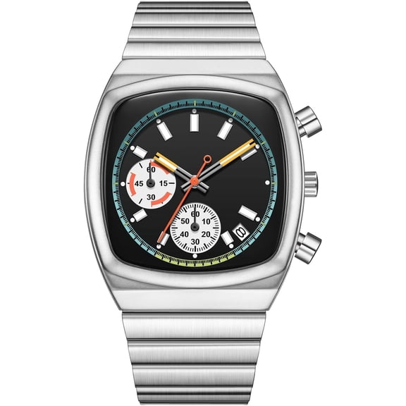 Mens Watches Chronograph Stainless Steel  Date Analog Business Fashion Wristwatch for Men