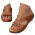 thumbnail image 3 of Women's Summer Fashion Leather Flower Openwork Slippers Comfortable Lightweight Outdoor Beach Slide Sandals, 3 of 8
