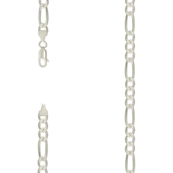 925 Sterling Silver Solid Classic Figaro Silver Plated 7.0mm Bracelet 7 Inch Link Bracelet for Women