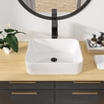 thumbnail image 3 of Kichae Lavabo rectangular para baño, 19 x 15 pulgadas, lavabos de baño modernos, rectangulares, sobre encimera, porcelana, cerámica, lavabo, lavabo artístico, 3 of 8