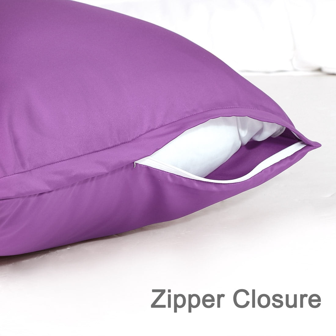 Unique Bargains Silky Satin Zippered Body Pillow Cover, 21" x 54", Purple