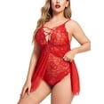 thumbnail image 3 of Avidlove Mesh Nightgown For Women Plus Size Bbaydoll Sexy Lingerie Nightgown Lace Chemise (Red 5XL), 3 of 5