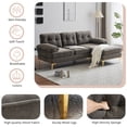 thumbnail image 3 of 83" Modern Sectional Sofas Couches Velvet L Shaped Couches for Living Room, Bedroom, Brown 80AAD, 3 of 9