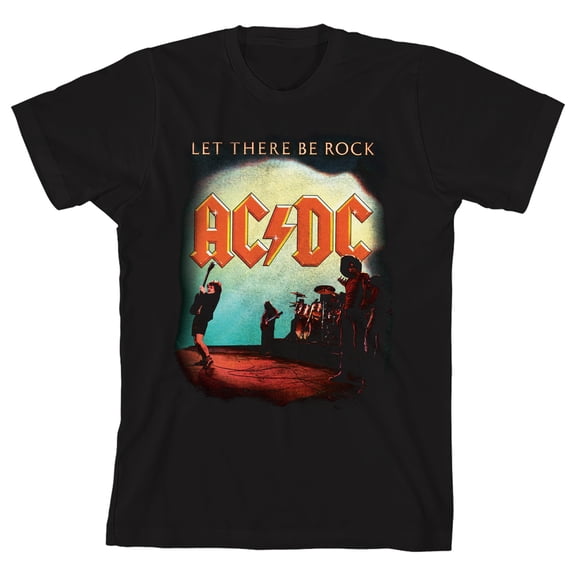 Youth Rock Let There Be Rock Classic Vintage ACDC Shirt Boys Graphic Tee-Medium