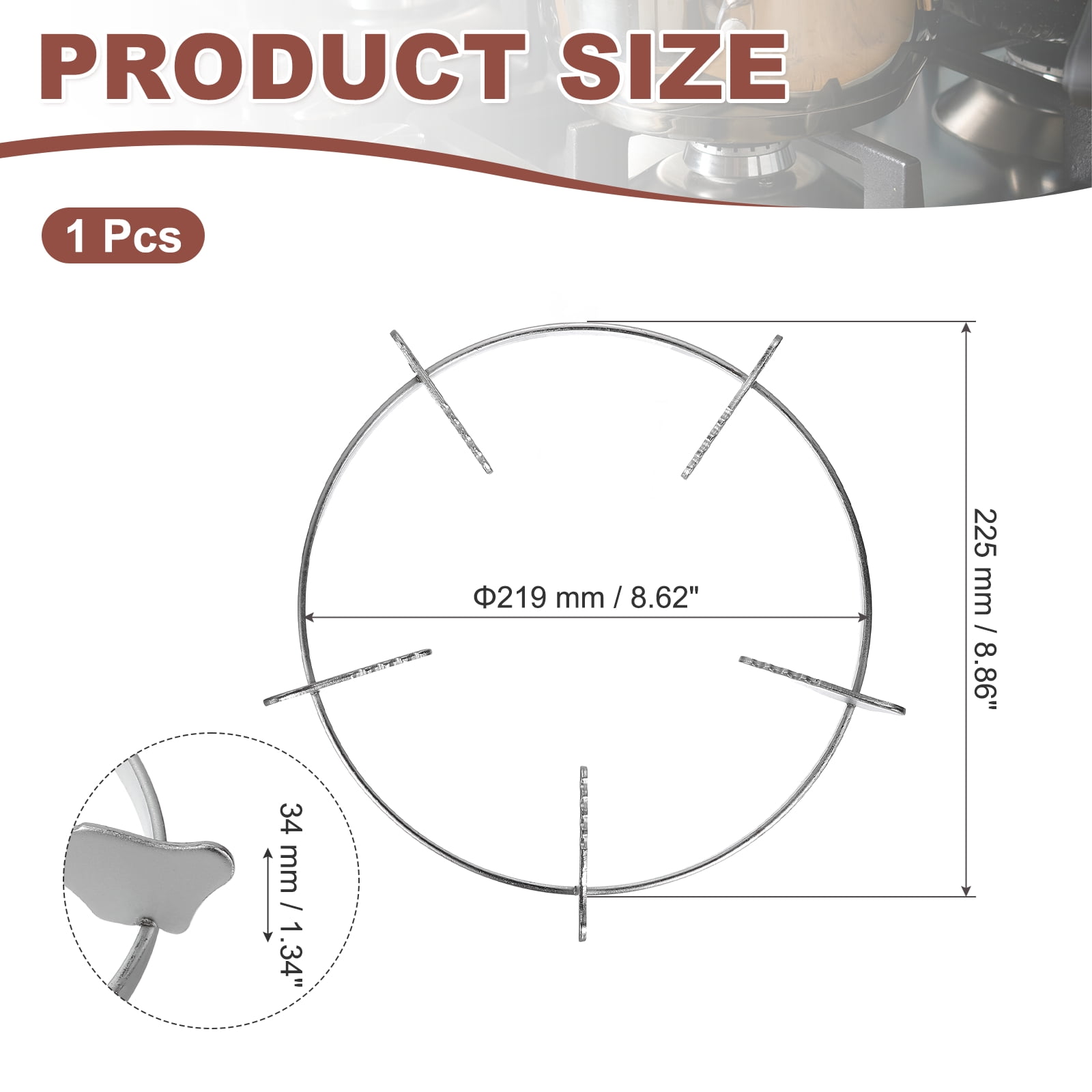 Uxcell Wok Ring for Gas Stove, 8.6 Inch Cast Iron Gas Stove Rack Wok Support Ring Round Cooktop Stand Brackets Replacement Accessories for Home Kitchen Burner, Silver