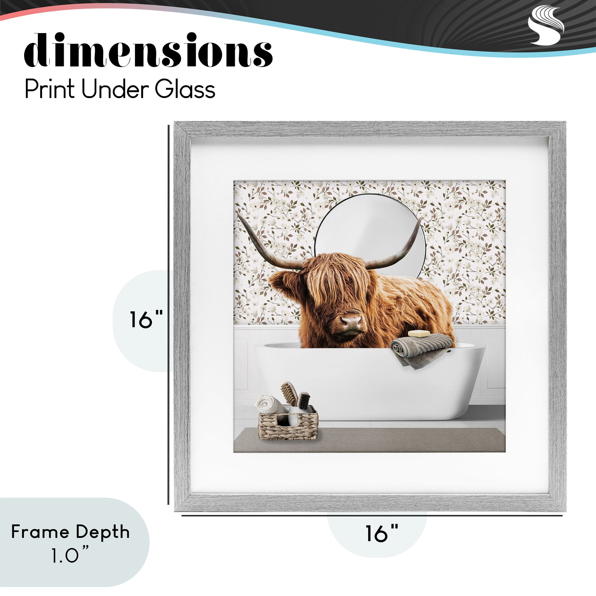 Stupell Industries Boho Cattle Bath Time Gray Framed Print Under Glass, design by CAD Designs