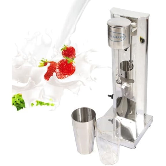 MOCHAG 110V Commercial Electric Milkshake Maker, Stainless Steel Single Head Maker Drink Mixer Blender Machine w/650ml Cups, Household Milk Shaker Electric Stand Mixer for Smoothie Ice Cream, Silver