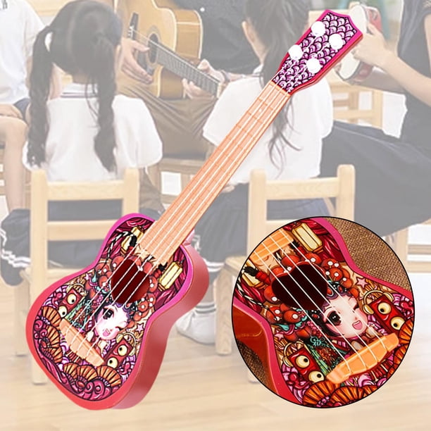Ukelele de , juguete educativo, guitarra pequeña, lindo juguete portátil de guitarra simulada para cultivar interés, práctica, principiantes, rojo Hugo Mini ukelele para niños