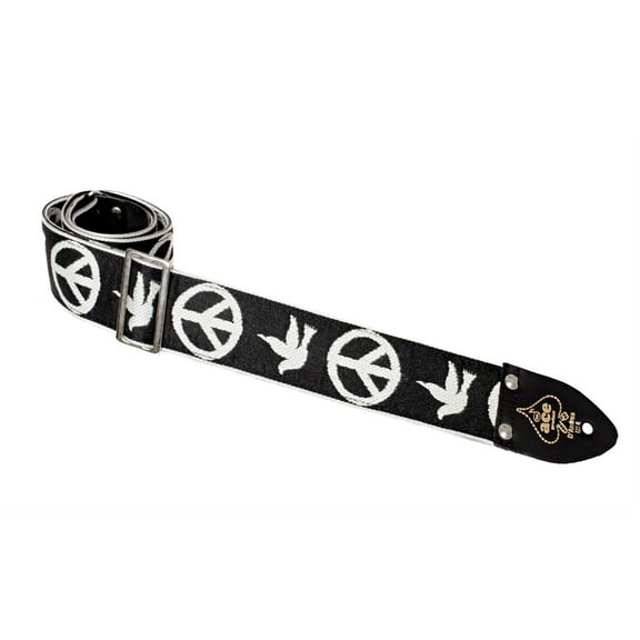 Ace Guitar Strap Vintage Style Peace Doves Design Black and White