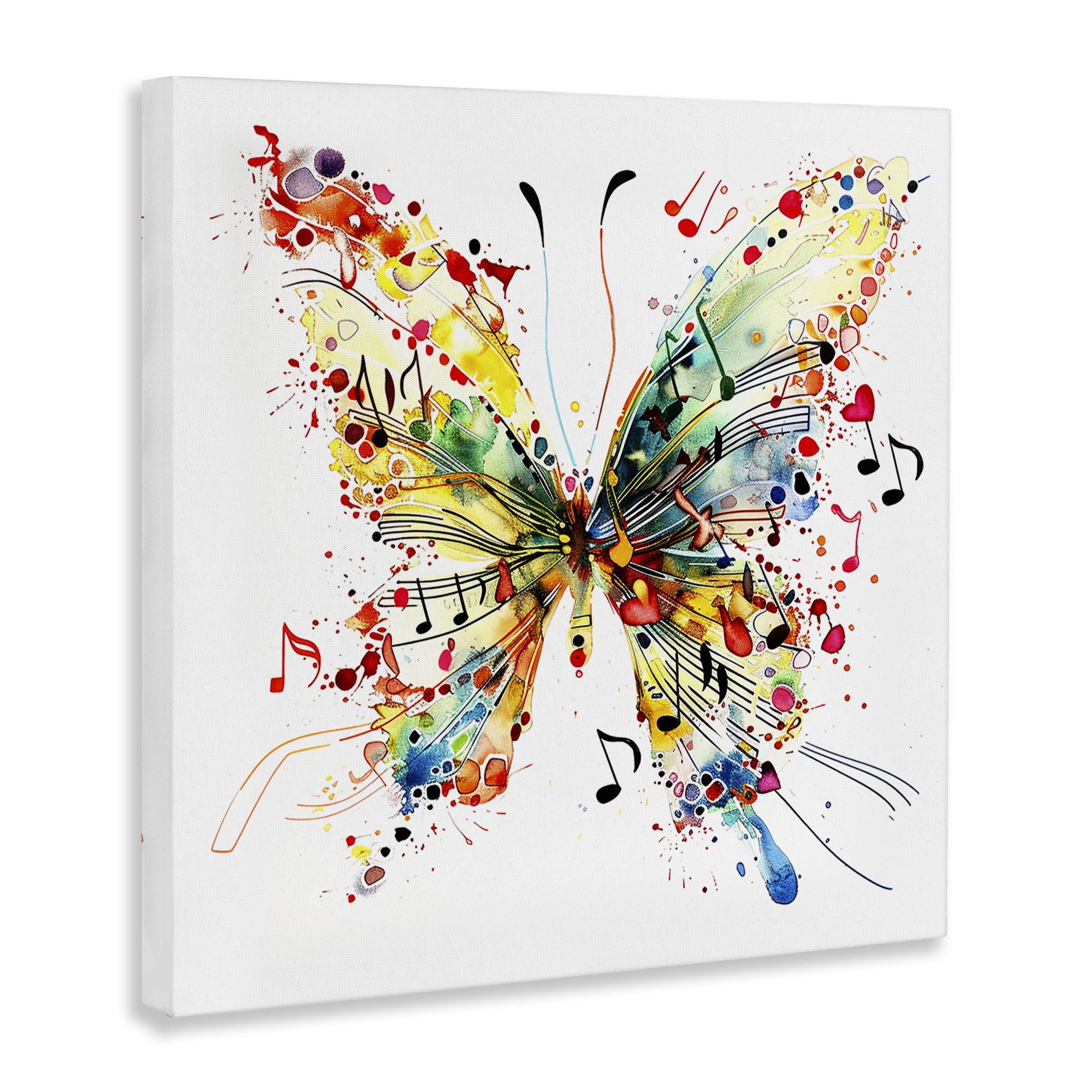Stupell Industries Musical Song Butterfly Insects Painting Wrapped Canvas Art Print Wall Art, 30 x 30